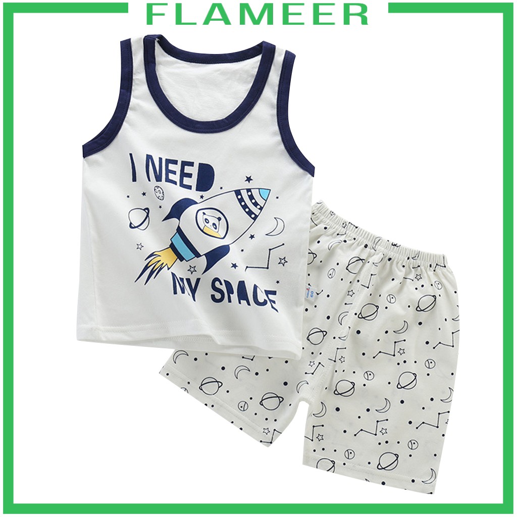 [FLAMEER] Toddler Boys Grils Tee and Shorts Set 9M-5Y Summer Outfit