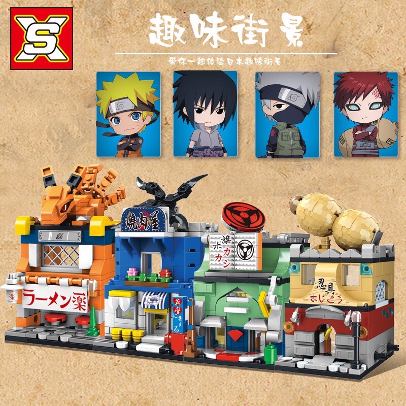 Lego lắp ráp Naruto, gara, Kakashi và Sasuke