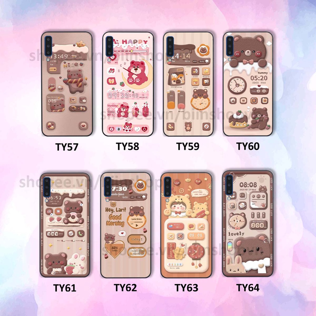 Ốp Samsung A7 2018 / A9 2018 in 3D icon gấu nổi siêu xinh, siêu đáng yêu, cá tính phong cách