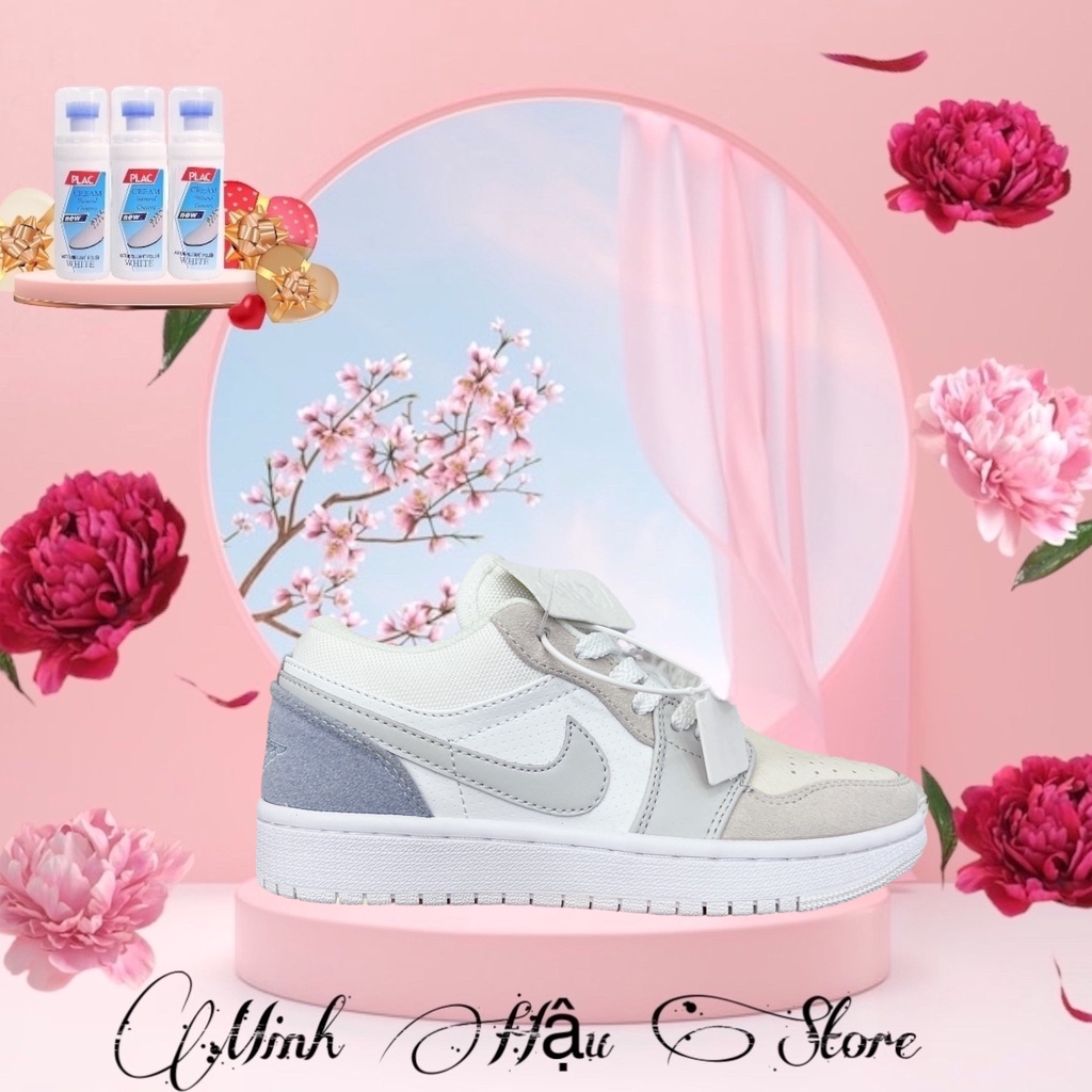 Giày Jordan Cổ Thấp Nam Nữ, Giày Nike_Jordan Paris JD Xám Trắng Hàng Đẹp Full Box