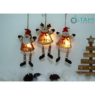 Hộp đèn Giáng sinh bằng gỗ treo cửa trang trí Noel số 31 TAN