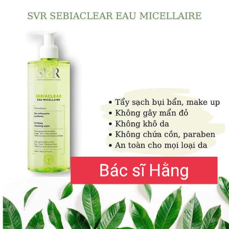✅[CHÍNH HÃNG] NƯỚC TẨY TRANG SVR SEBIACLEAR EAU MICELLAIRE 400ML