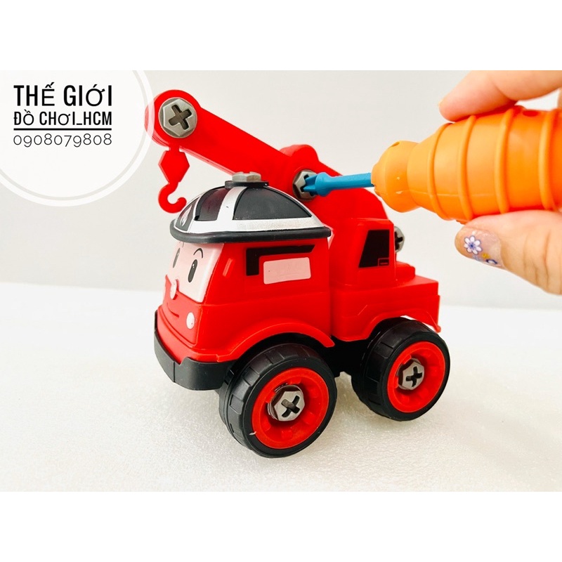 [MẪU MỚI- CHẤT LƯỢNG] Đồ chơi lắp ráp xe robocar poli công trình 4 chiếc kèm tua vít dành cho bé thích chơi lắp ráp xe.