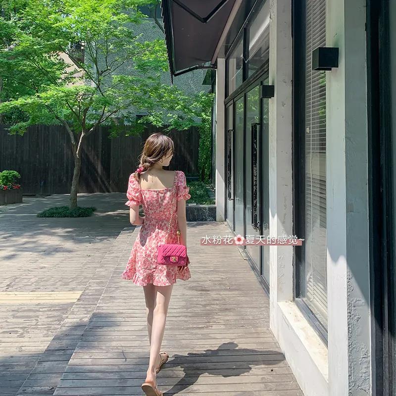 Váy nữ ngắn hoa hồng dạo phố chụp ảnh dự tiệc Kawaii Mise