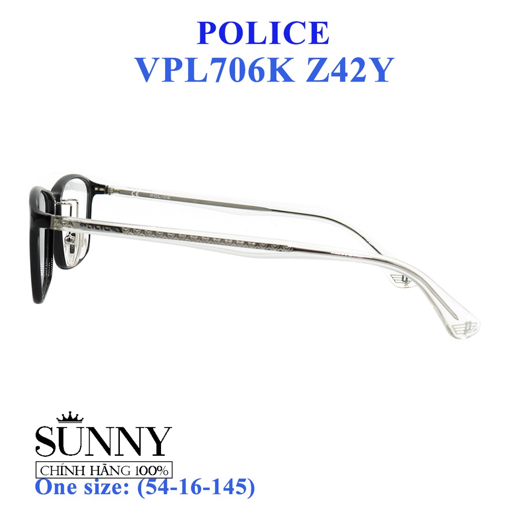 Gọng kính thời trang chính hãng Police VPL706K Z42Y (54-16-145), thiết kế dễ đeo bảo vệ mắt