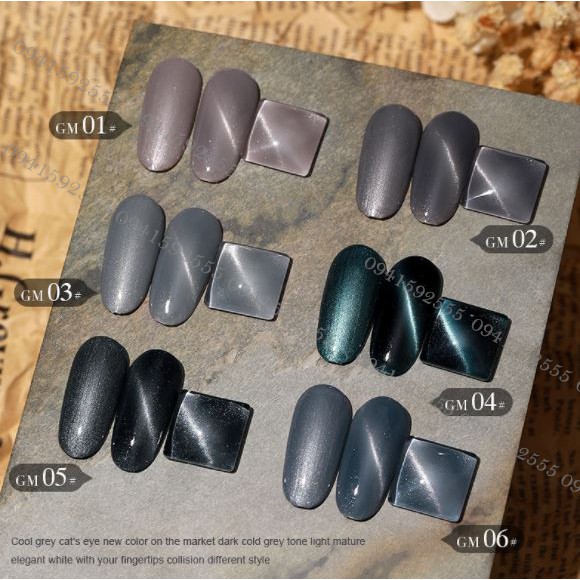 [XẢ LỖ NGHỈ BÁN] SET Sơn gel AS mắt mèo xám đá Cold Ash 6 màu GM