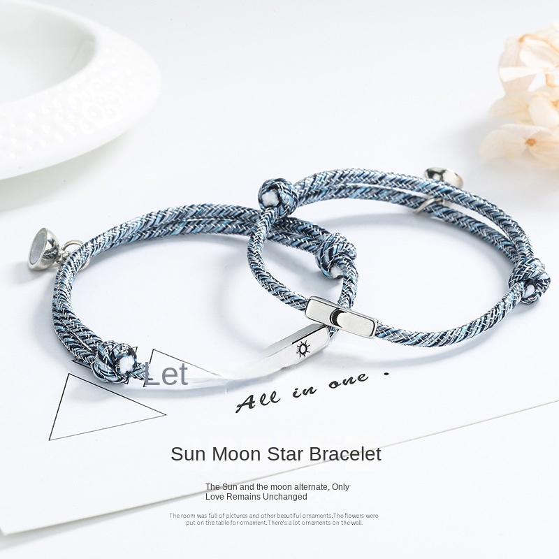 Vòng Đeo Tay Cặp Đôi Dệt Tay Mặt Trăng Mặt Trời Làm Quà Tặng Valentine