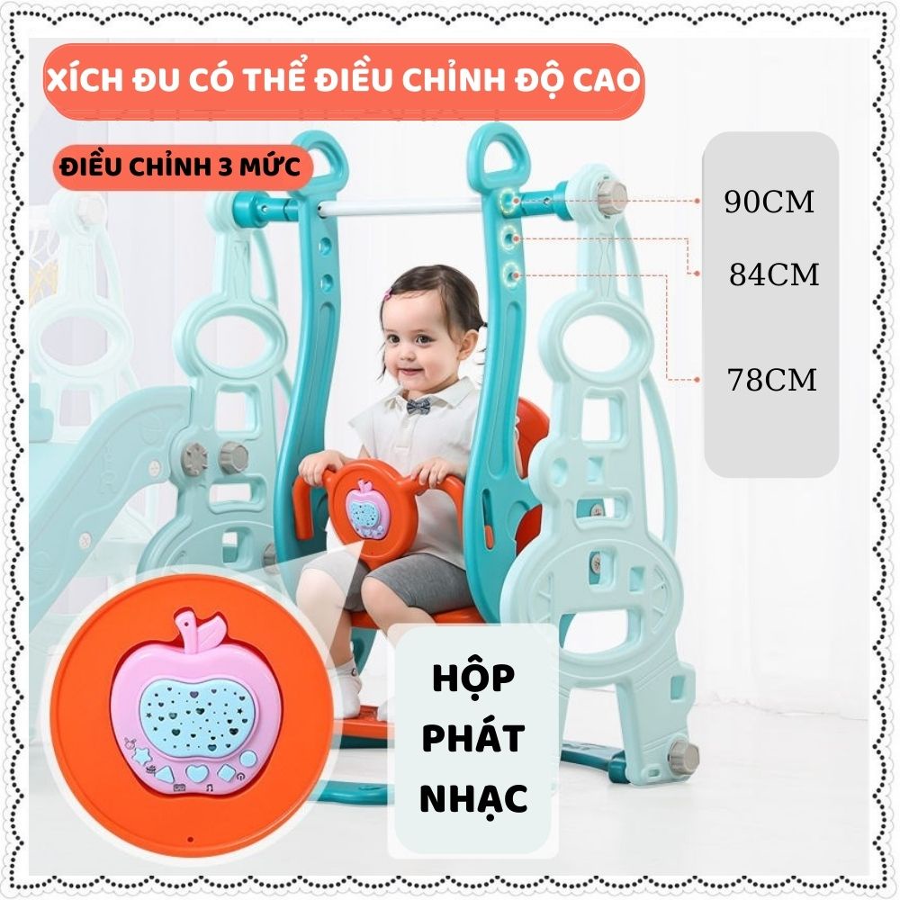 Cầu trượt xích đu cho bé vương miện máng dài chắc chắn có kèm bóng nhựa nguyên sinh không mùi an toàn