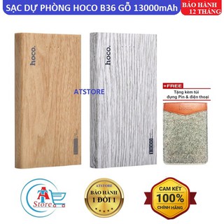 Sạc dự phòng hoco b36 vân gỗ 13000mah chính hãng i pin dự phòng i bh 1 năm