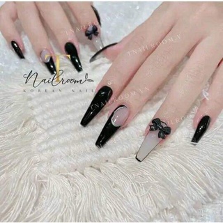 Móng úp, nailbox thiết kế vẽ gel nổi gắn nơ siêu xinh