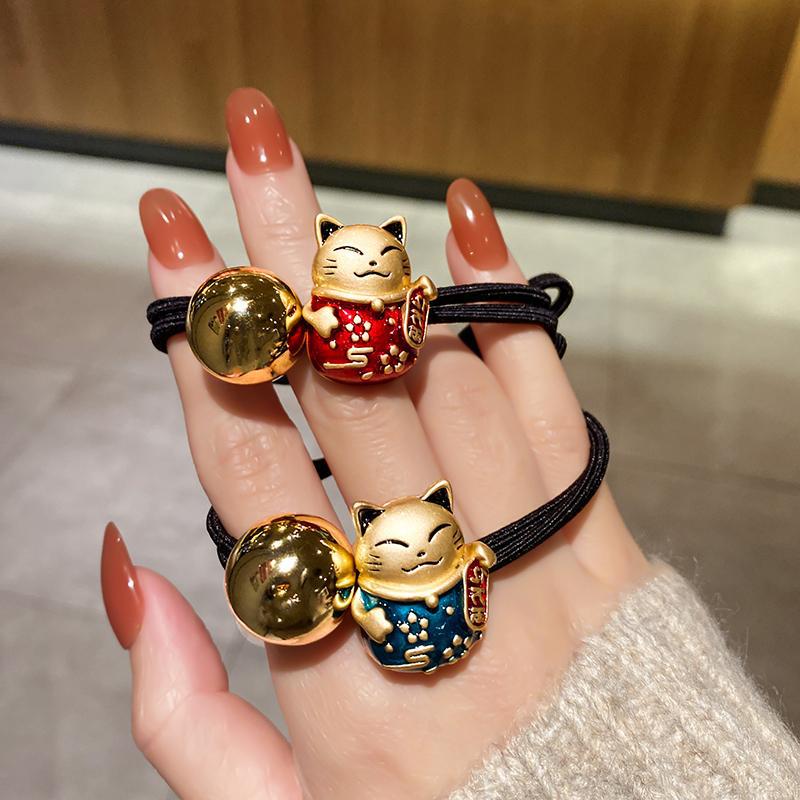 Dây buộc tóc đuôi ngựa họa tiết may mắn đơn giản