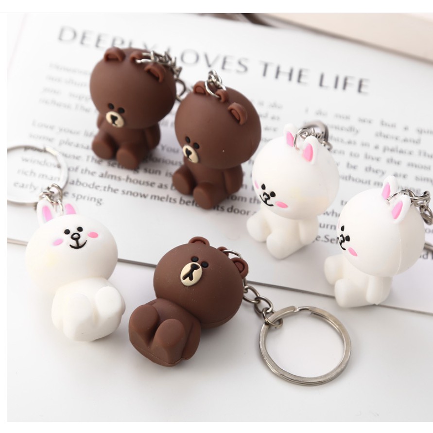 Móc khóa thỏ Cony và gấu Brown (cao su loại 1)