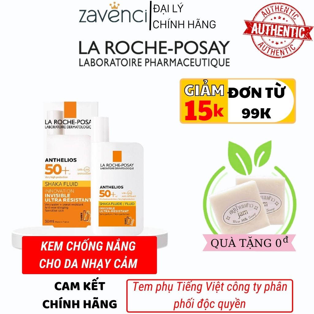 Kem chống nắng LA ROCHE-POSAY Anthelios Shaka Fluid Invisible SPF50+ da khô 50ml - Zavenci