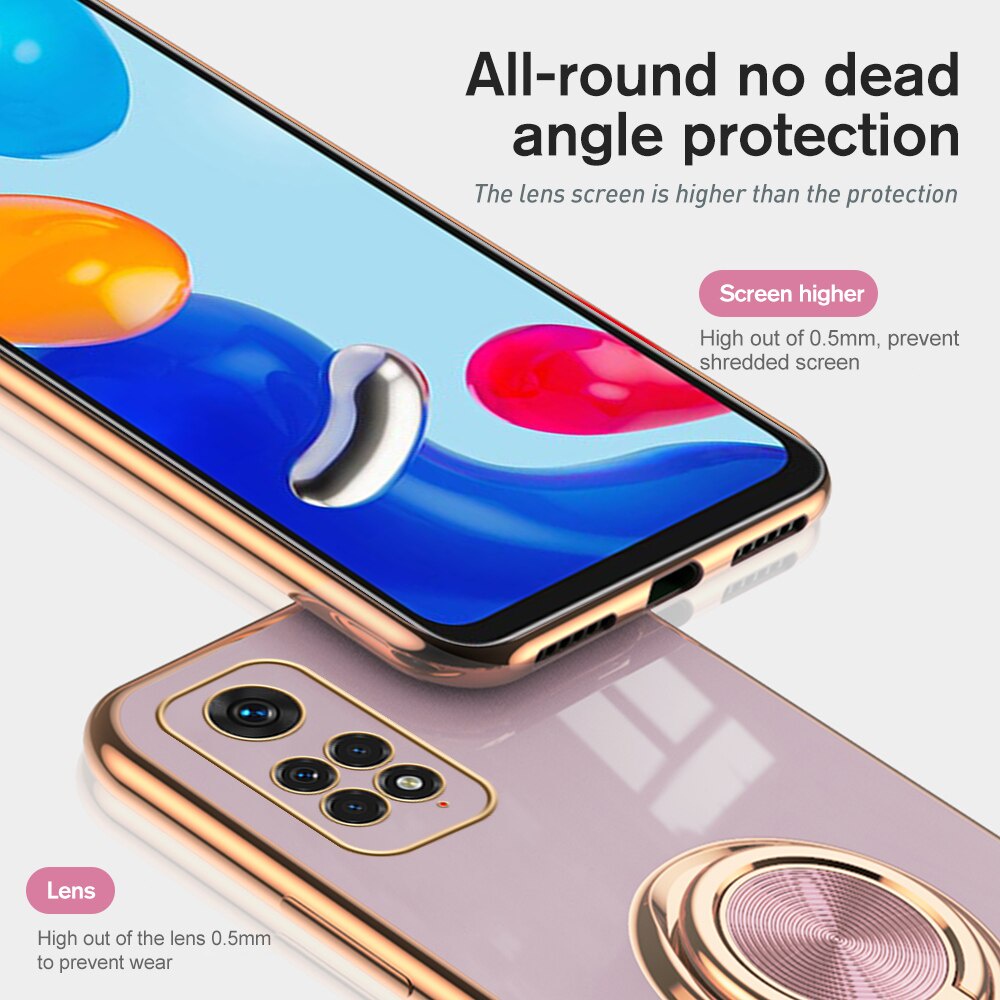 Redmi Note 11 4G Magnetic Stand Protective Case For Xiaomi Redme Note11 11Pro Note 11S 11T 11 S T Plating Silicone Cover Fundas