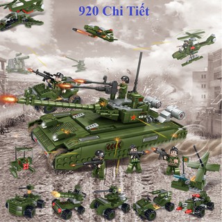 [920 CHI TIẾT-HÀNG CHUẨN] BỘ ĐỒ CHƠI XẾP HÌNH XE TĂNG, XE BỌC THÉP, XE PHÁO, Quân Đội