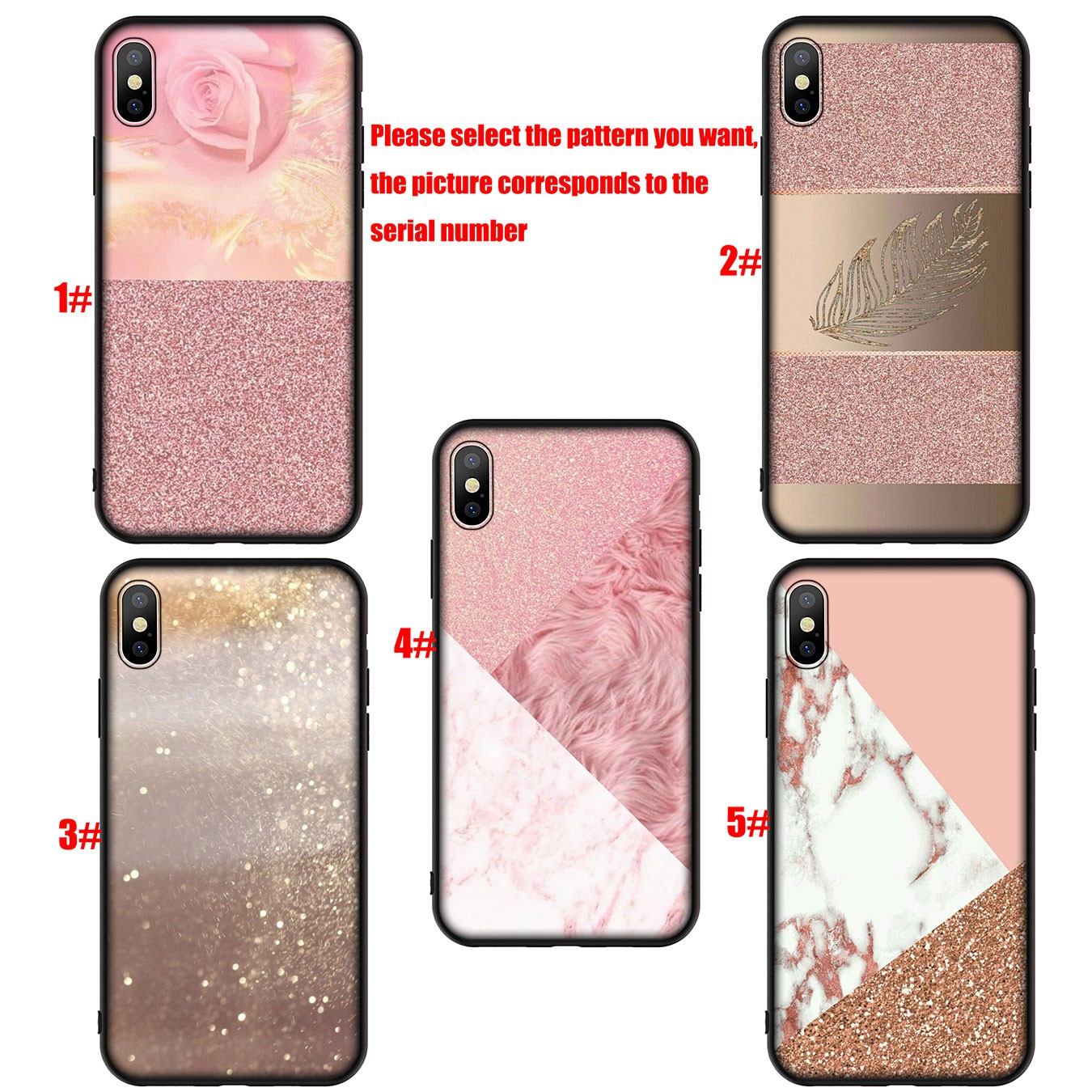 iPhone 12 Mini 11 Max Pro SE 2020 XR Casing Soft Silicone Marble Gold Pink rose Glitter Dust Phone Case