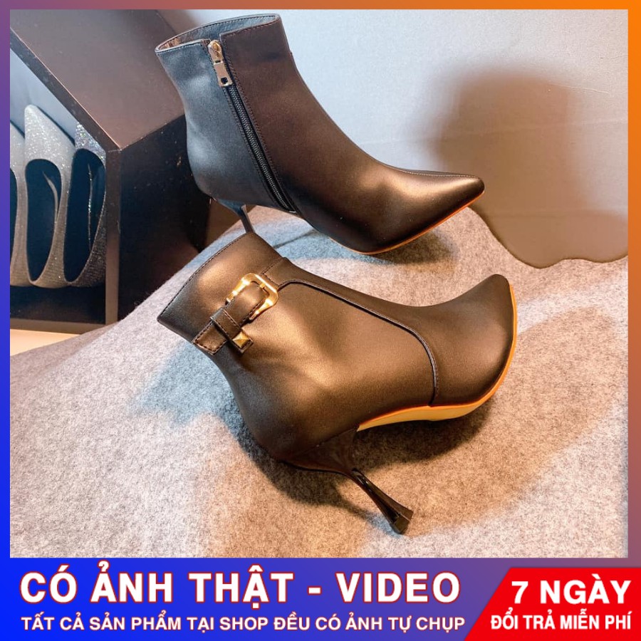 [ẢNH THẬT - FREE SHIP] Giày boots nữ cao cổ cao cấp ROSATA RO288 gót nhọn - HÀNG VIỆT NAM - BKSTORE