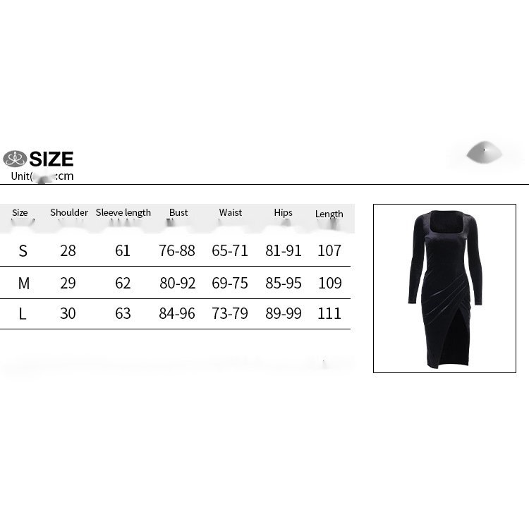 Đầm Nhung Tay Dài Cổ Vuông Thiết Kế Xẻ Tà Thời Trang Mùa Thu Thanh Lịch Cho Nữ