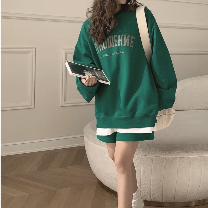 Bộ quần áo nữ OTHO nỉ bông set quần áo đen nâu freesize cá tính ulzzang phong cách Hàn Quốc
