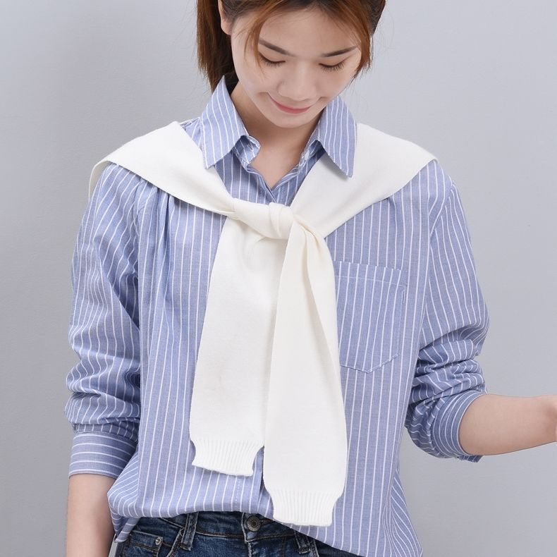 Khăn Choàng Cổ Giả Len Tay Dài Thắt Nút Phong Cách Hàn Quốc Thời Trang Cho Nữ