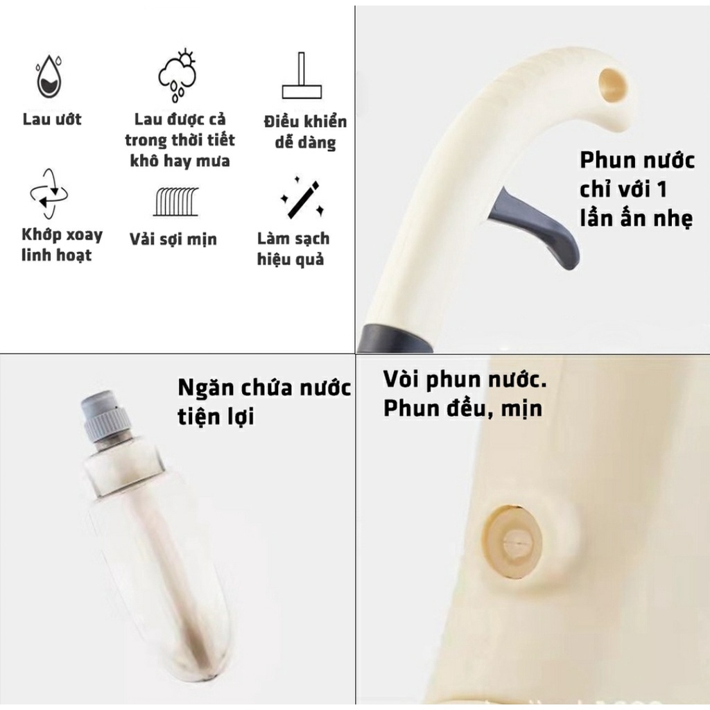[FREESHIP] Cây Lau Nhà Thông Minh Phun Sương Cao Cấp,Lau Dọn Dễ Dàng 2 Trong 1 Đầu Xoay 360 Độ Giúp Vệ Sinh Nhanh Chóng.