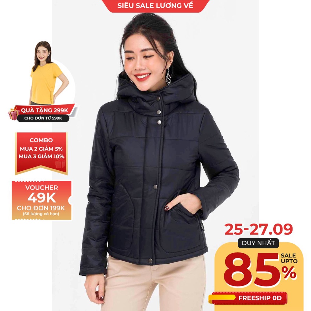 Áo phao nữ có mũ, túi ốp LAMER L65P20T028