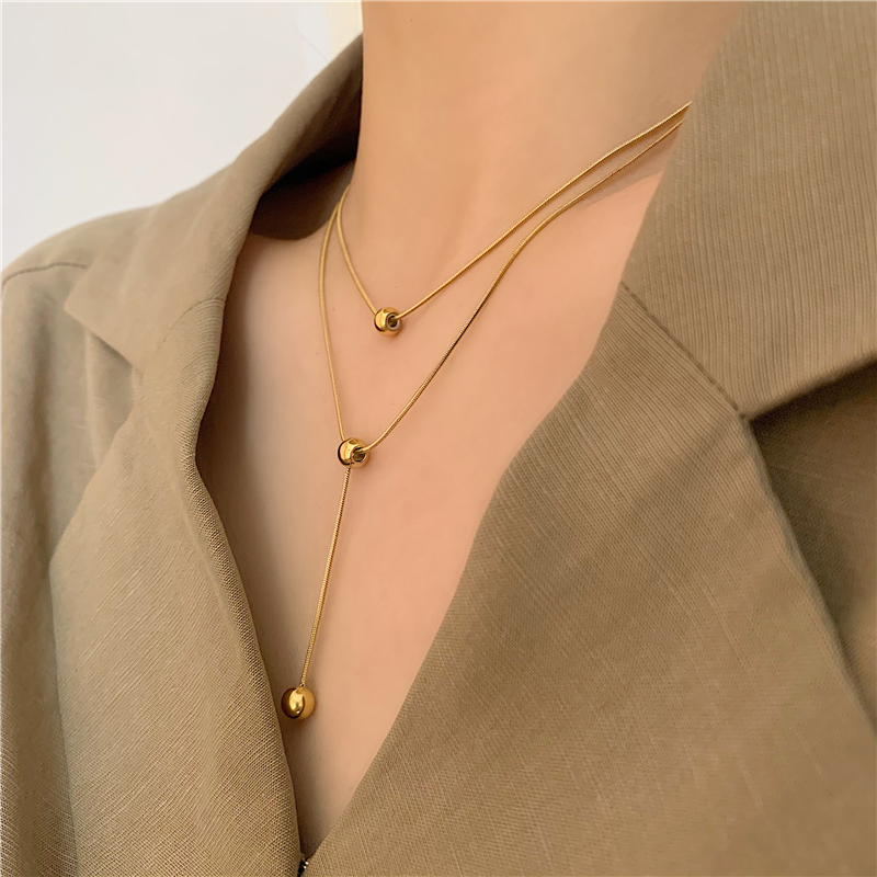 Vòng Cổ Hai Lớp Đính Hạt Tròn Nhỏ Đơn Giản Phong Cách Hàn Quốc Dễ Phối Đồ Dành Cho Bạn Nữ