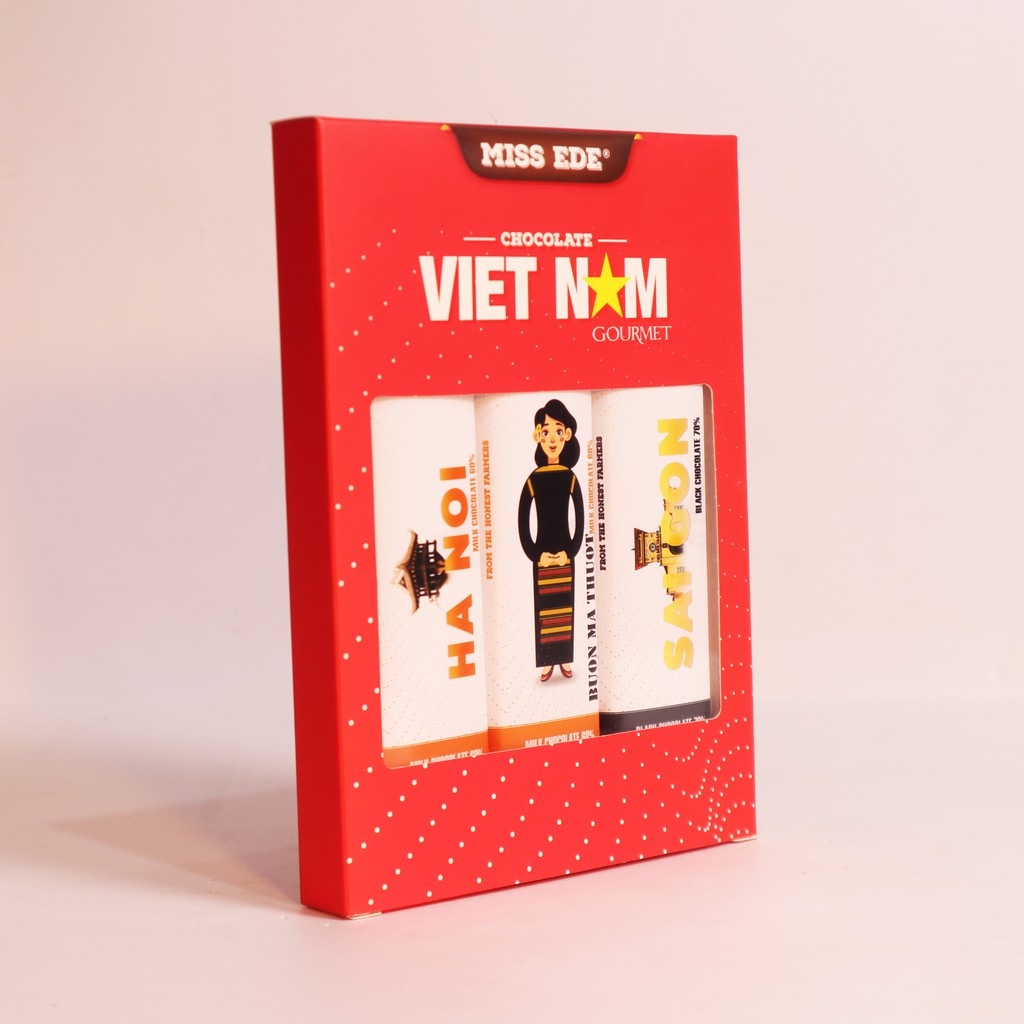 Hộp quà Sô cô la Vietnam Gourmet - MISS EDE - 3 thanh x 30g (240g)