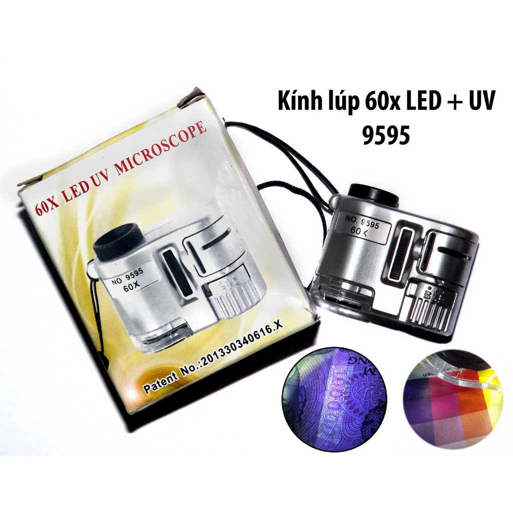 Kính lúp 60x soi trame tiền giả LED UV