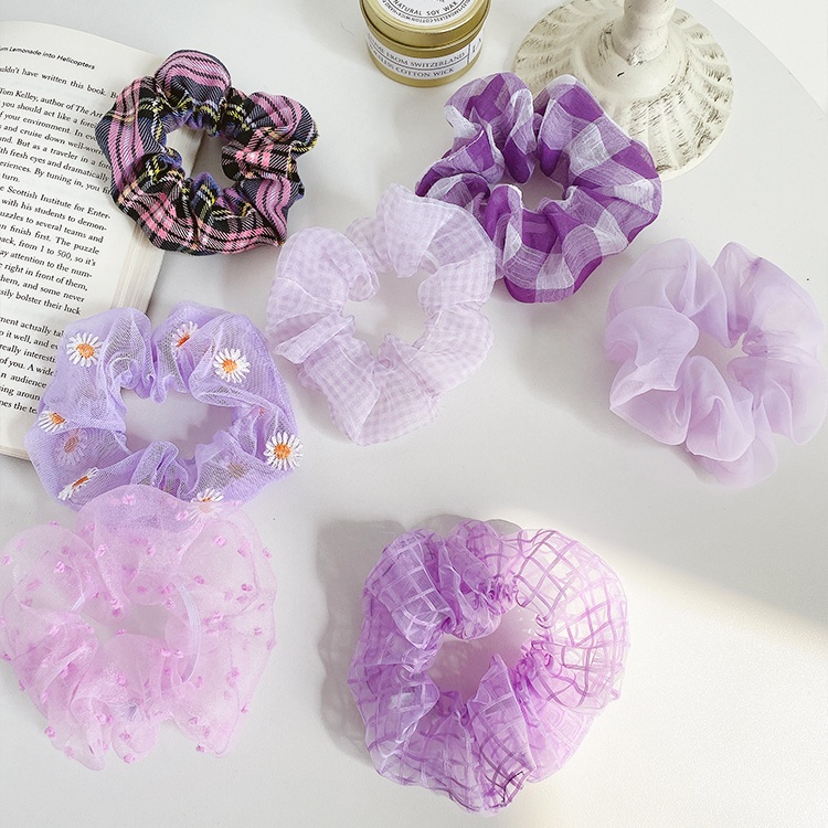 Dây buộc tóc co giãn màu tím phong cách Hàn Quốc dễ thương cho nữ