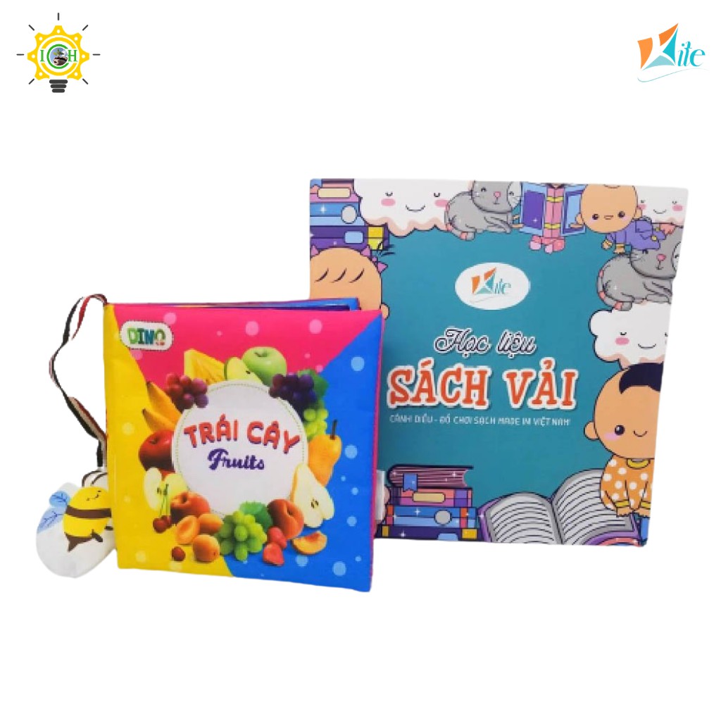 Sách vải song ngữ trái cây KITE 2325A104 giúp bé nhận biết các loại trái cây quen thuộc, tặng kèm học liệu