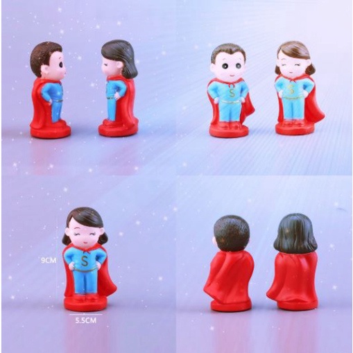 phụ kiện bánh kem bánh kem  [FREESHIP❤️] cặp đôi siêu nhân nhựa an toàn