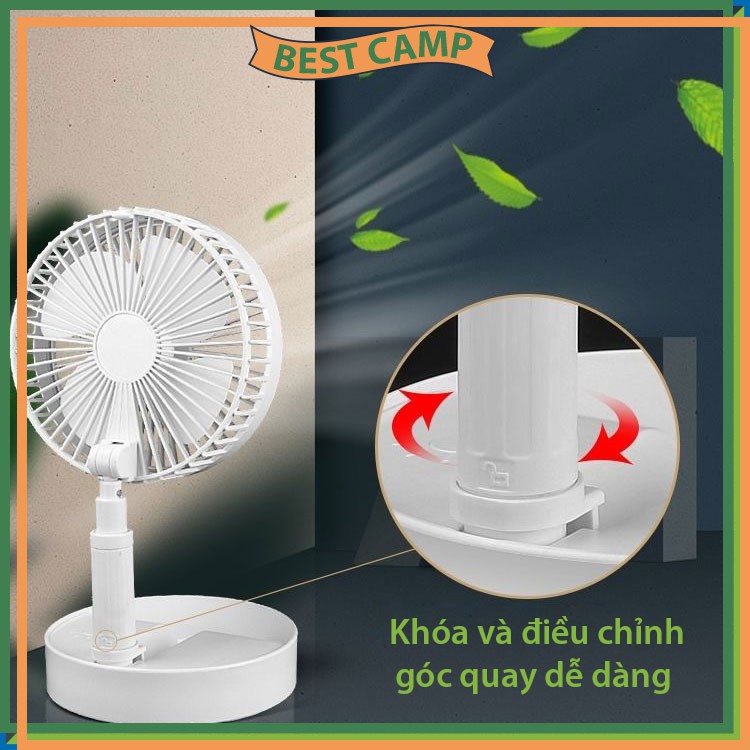 Quạt Tích Điện Gấp Gọn Đa Năng, Pin 7200mAh, 4 Chế Độ Gió