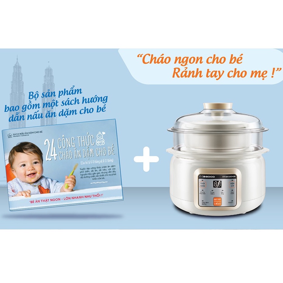 Nồi nấu cháo chậm 2 tầng cho bé, nồi hầm cháo cách thủy 2GOOD 1.5 Lít - 1.6 lít chất liệu niêu gốm - HAPOS