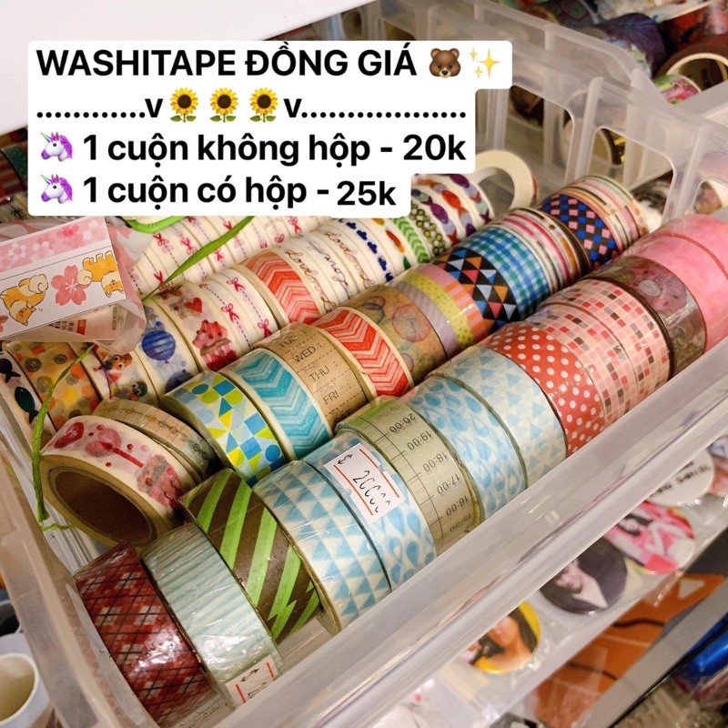 Băng dính trang trí Washi tape bản 1,5cm họa tiết  [Phần 2]