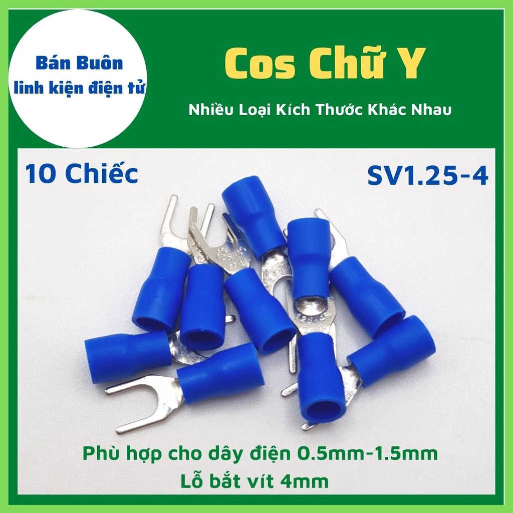 Đầu cos chữ y, cos kẹp dây  Đủ loại (10 chiếc)