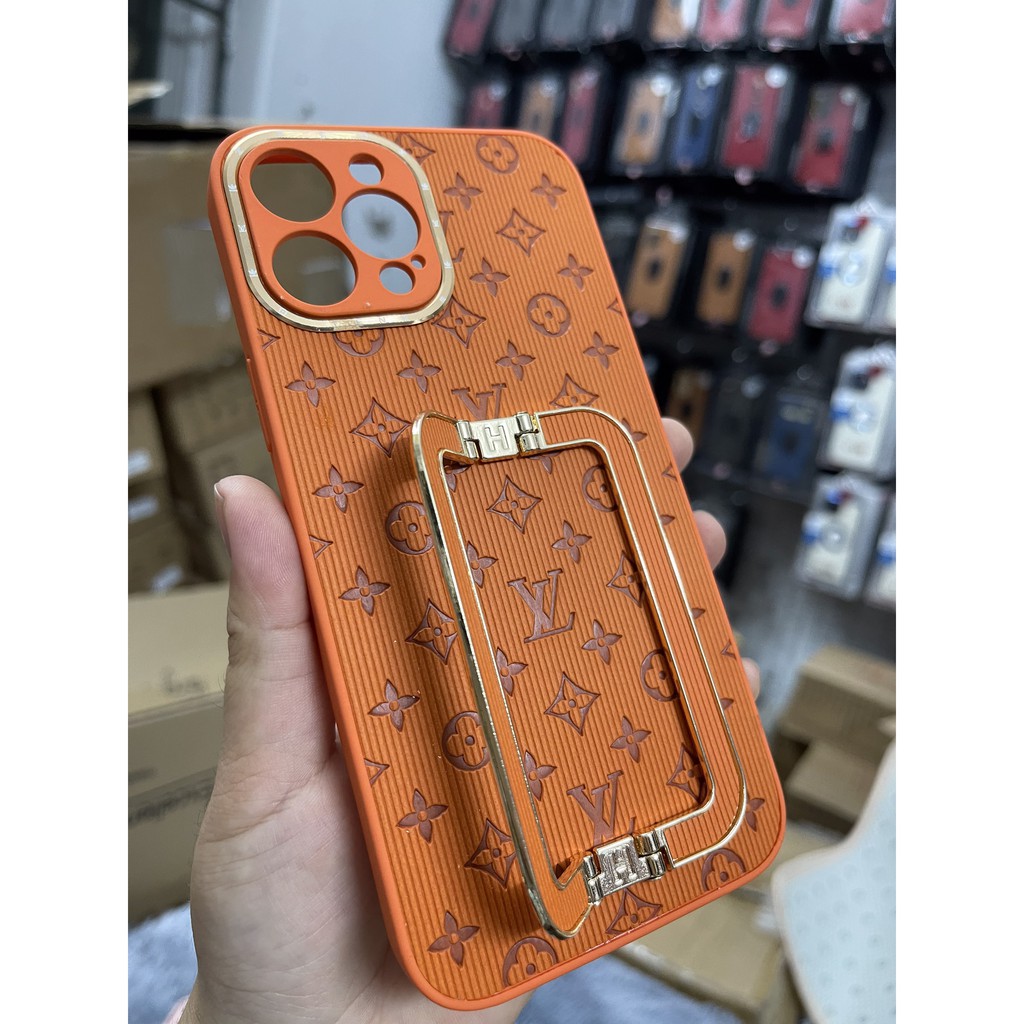 lỐp ưng iphoneỐp điện thoại da in nổi logo LV sang trọng lưng chữ H có ring chống cho IPHONE X XS 11 12 13 PRO / MAX