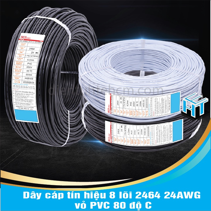 Dây cáp tín hiệu 8 lõi 2464 24AWG 0.2mm2 vỏ PVC 80 độ C