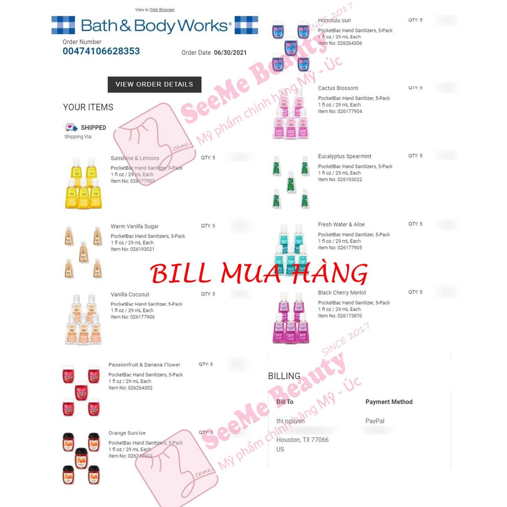 Nước Rửa Tay Khô Bath Body Works Chính Hãng Mỹ 29 ml PocketBac Anti - Bacterial Hand Gel SeeMe beauty BE-002