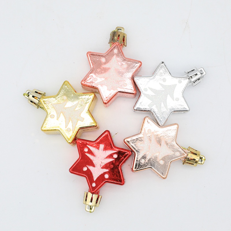 Set 5 Trái Châu Trang Trí Cây Thông Giáng Sinh Năm Cánh Nhiều Màu Sắc DIY