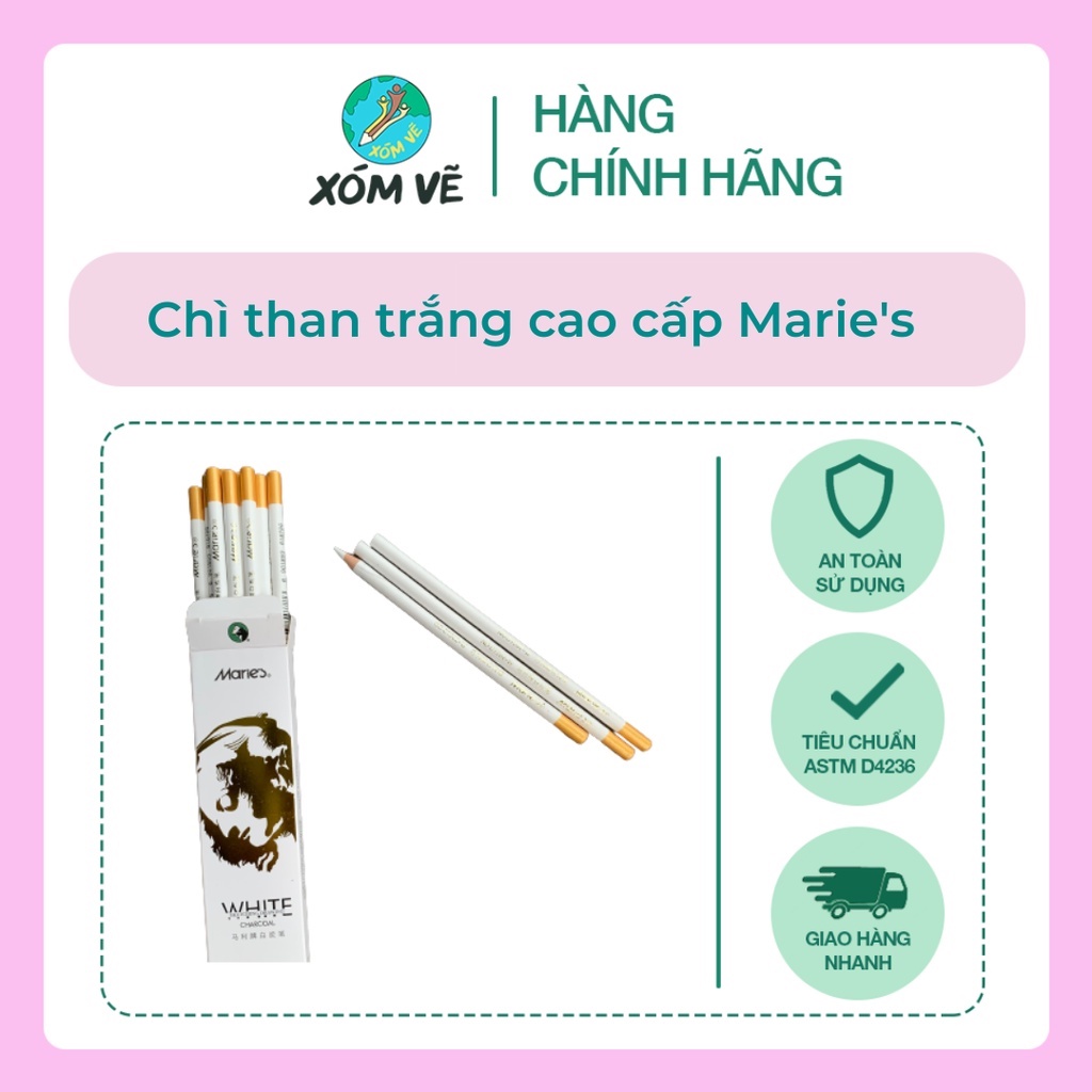[XÓM VẼ] Bút chì trắng, chì than trắng RUỘT TO Maries