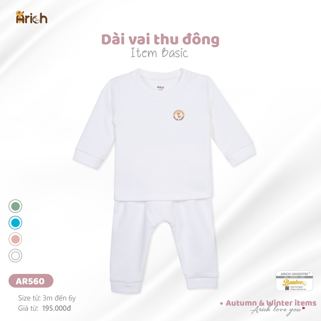 Dài cài vai thu đông Arich cho bé (lẻ size 9-12m, 3-6y)