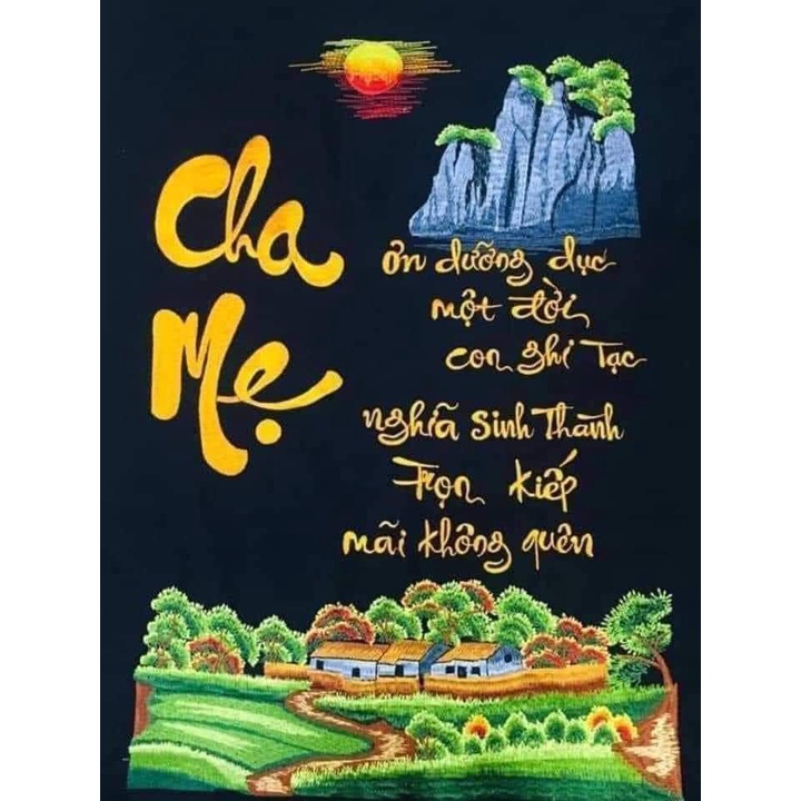 Tranh đính đá toàn bộ tự làm-Tranh cha mẹ