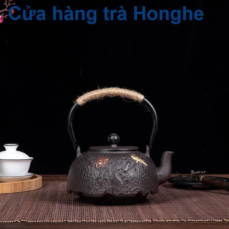 Ấm gang đôi có lưới pha trà cổ Nhật Bản, không tráng, đun nước, Bộ Kung Fu <