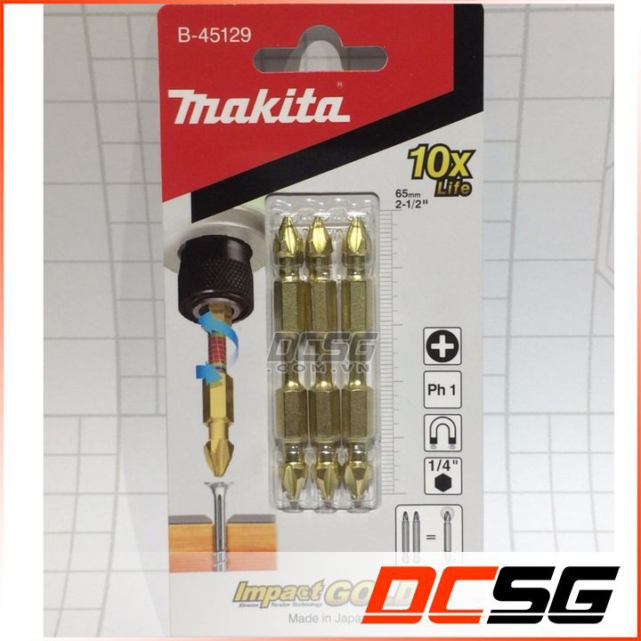 Mũi bắt vít 2 đầu PH1x65mm  Impact GoldMakita B-45129 (1 mũi)