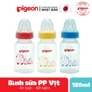 Bình sữa Pigeon cổ chuẩn (cổ hẹp) 120ml nhựa PP tiêu chuẩn (Thương hiệu Nhật Bản)