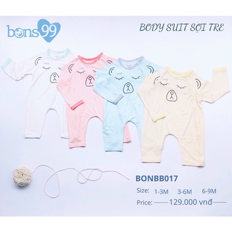 Bộ body sợi tre dài tay cho bé từ sơ sinh Bons99 (BB0017)