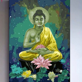 Tranh sơn dầu số hóa TN3097 tranh Phật hoa sen size 40x60cm tự căng khung và đầy đủ phụ kiện