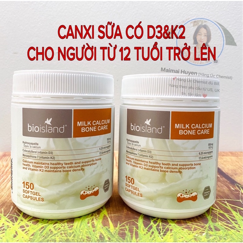 Canxi milk, canxi hữu cơ Bioisland Bone Care lọ 150v
