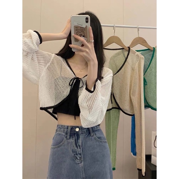 Áo Khoác Len Lưới Dây Buộc Cực Xinh